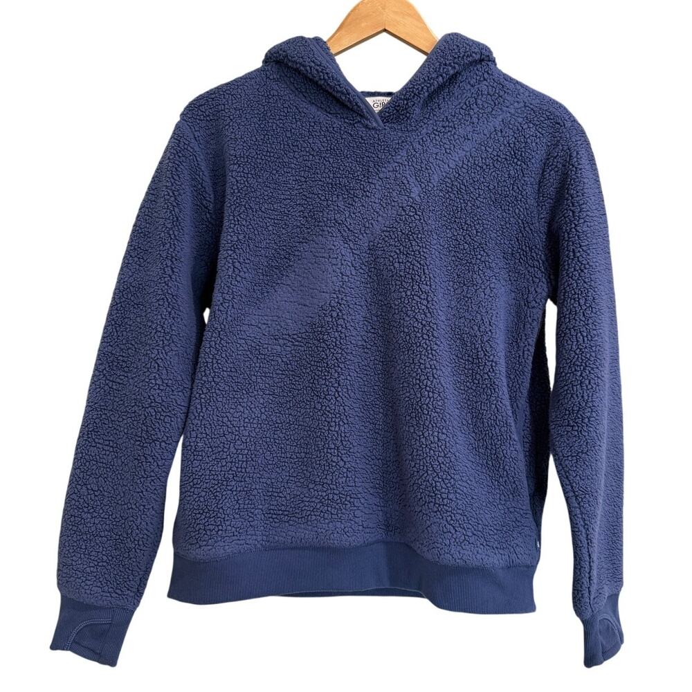 Athleta Girl Blue So Snug Sherpa Hoodie Cozy Winter Pullover Thumbhole-XXL/16